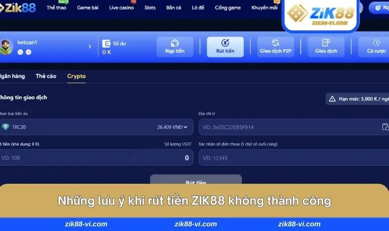 rut tien zik88 3 Lưu ý để việc rút tiền tại ZIK88 được thành công