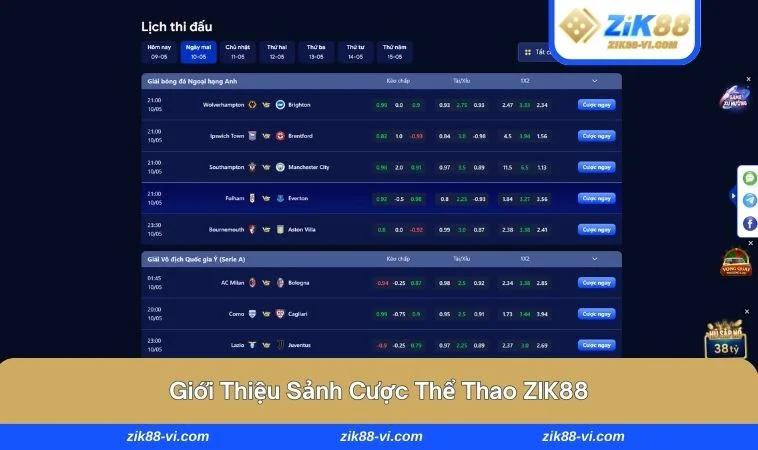 the thao zik88 1 Sân chơi cho những ai đam mê cược thể thao