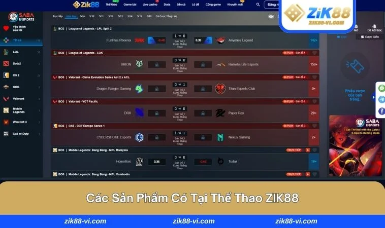the thao zik88 2 Đa dạng các môn để cược dễ dàng